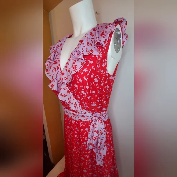 🔥HostPick🔥PARKER -size 2 -Purple and Red Sleeveless V-Neck High-Low Dress